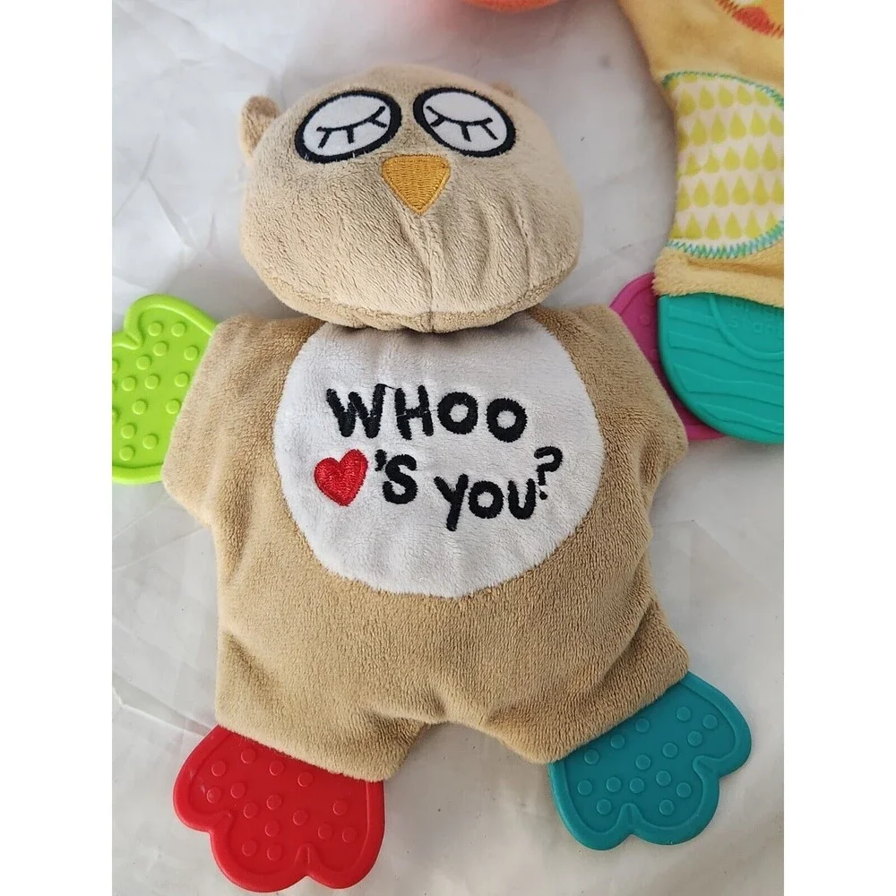 Baby Plush Teether Lot of 2 Owl Giraffe Cribmates Bright Starts Baby Stuffed Toy